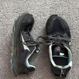 Altra Lone Peak Gray and teal Trail Shoes